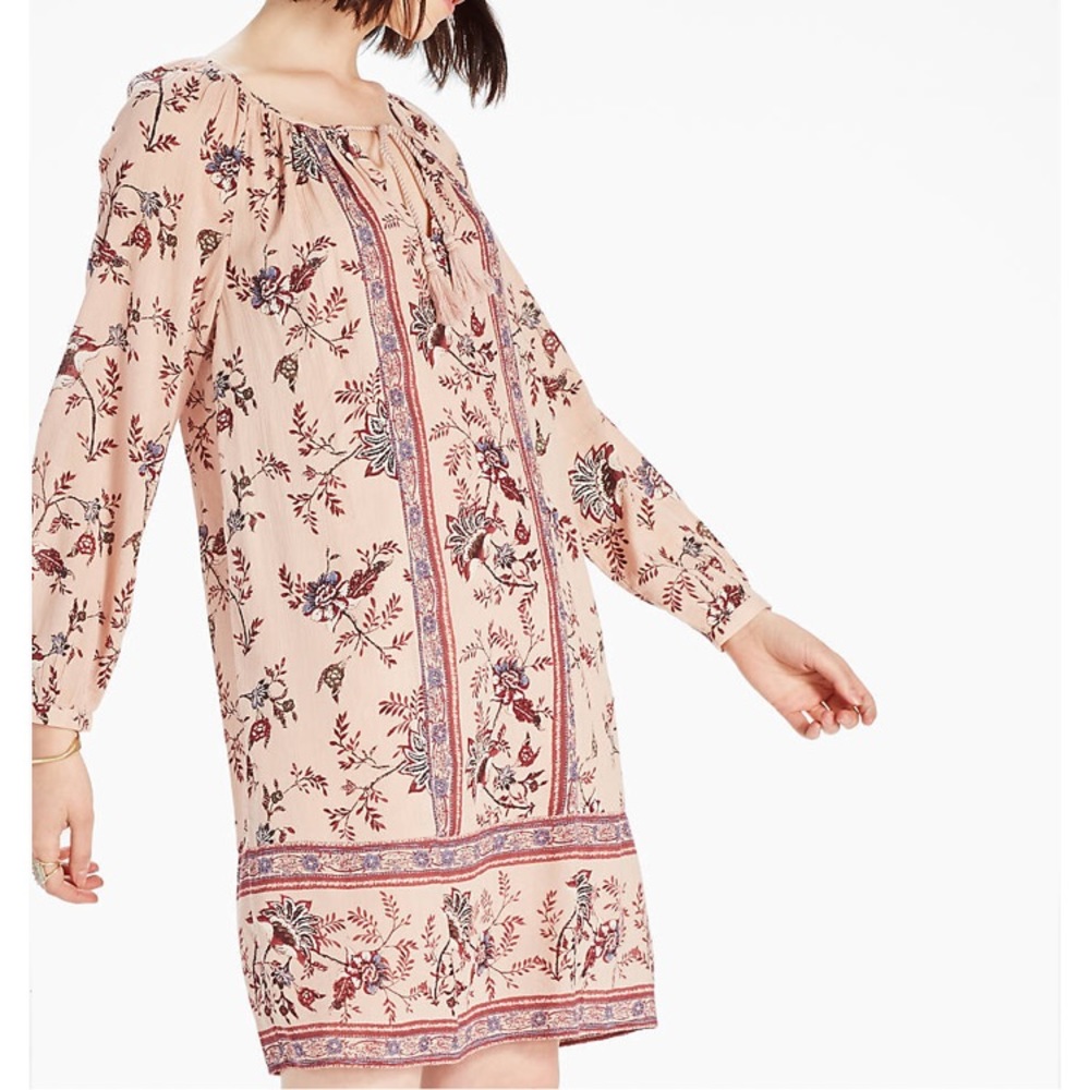 Lucky Brand Pink Floral Boho Peasant Shift Dress